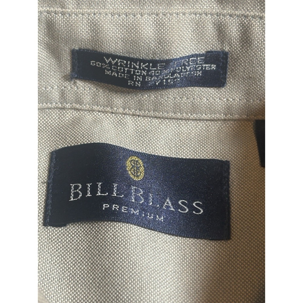 Bill Blass Premium Mens XL Tan Button Down Wrinkle Free Long Sleeve - Picture 8 of 9
